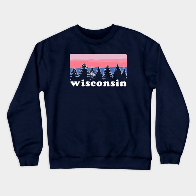 Northern Wisconsin Pine Tree Sunset Crewneck Sweatshirt by GreatLakesLocals